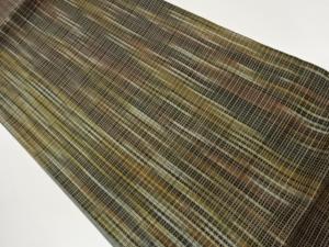 リボン織格子模様織出し全通洒落袋帯